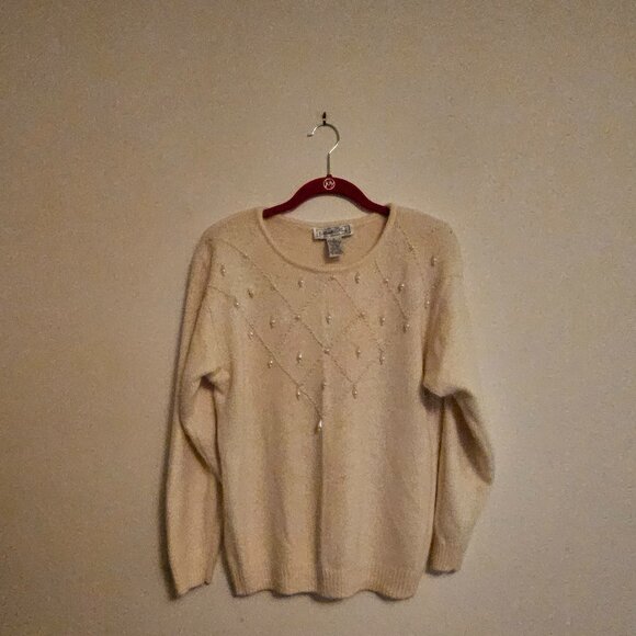 Private Party Off White Pearl Embellished Sweater - Picture 1 of 2
